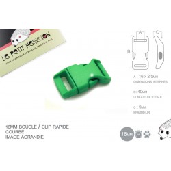 1 x 16mm Boucle Attache Rapide / Fermoir Clip / Plastique / Vert / Simple