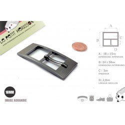 1 x 18mm  Boucle de ceinture / Métal / Gunmetal (Noir)