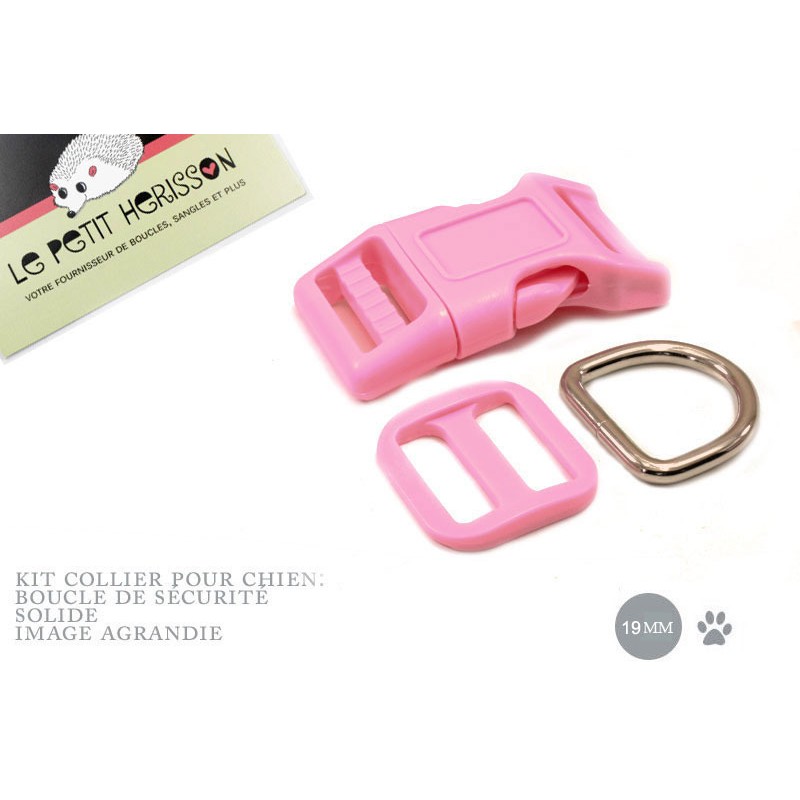 Kit Collier Pour Chien: 19mm / haute qualité / rose