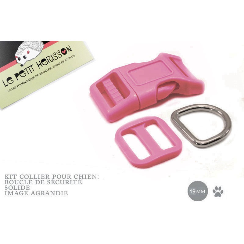 Kit Collier Pour Chien: 19mm / haute qualité / mauve (rose fonce)