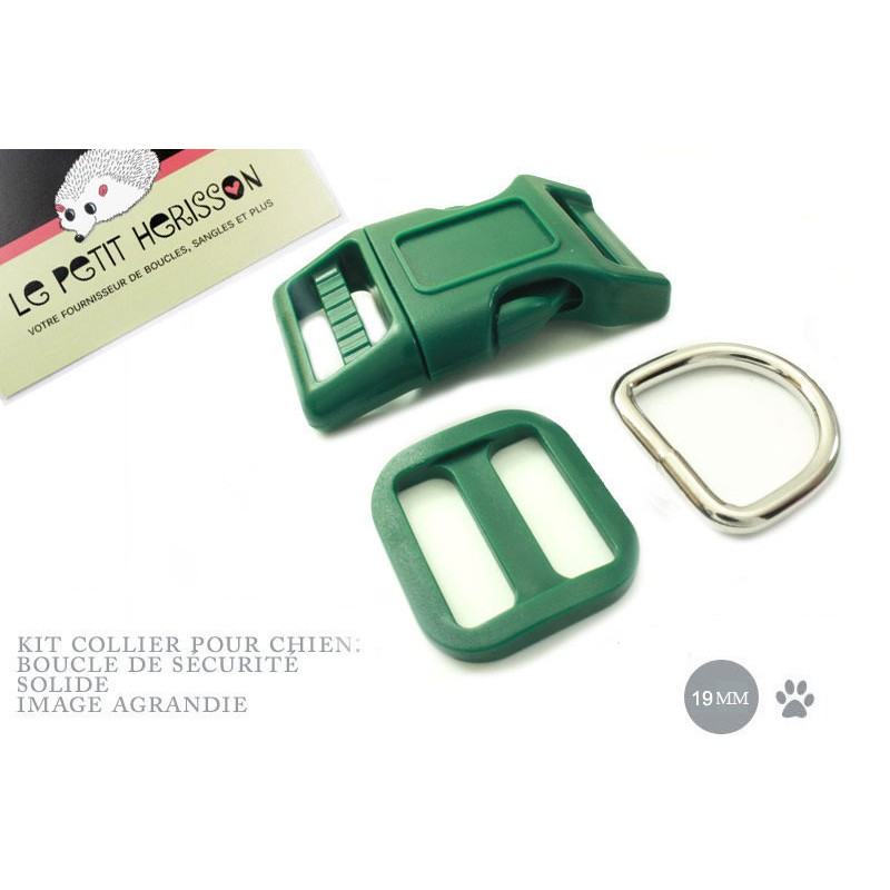 Kit Collier Pour Chien: 19mm / haute qualité / vert fonce