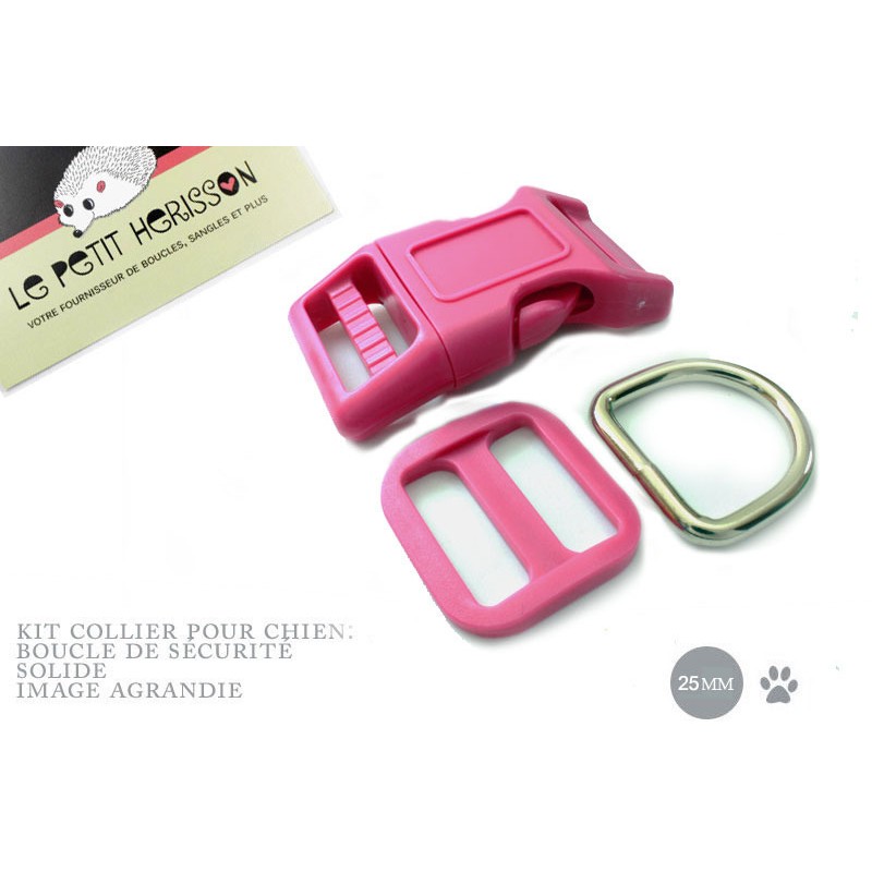 Kit Collier Pour Chien: 25mm / haute qualité / fuchsia (rose fonce)