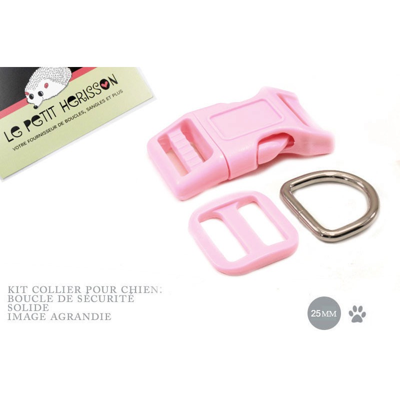 Kit Collier Pour Chien: 25mm / haute qualité / rose clair