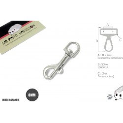 1 x 8mm Mousqueton Pivotant / Metal / Animaux / Chrome
