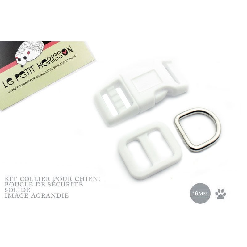 Kit Collier Pour Chien: 16mm / haute qualité / blanc