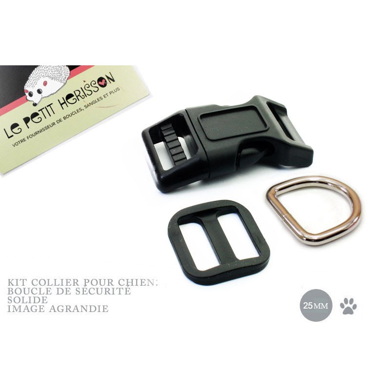 Kit Collier Pour Chien: 25mm / haute qualité / noir
