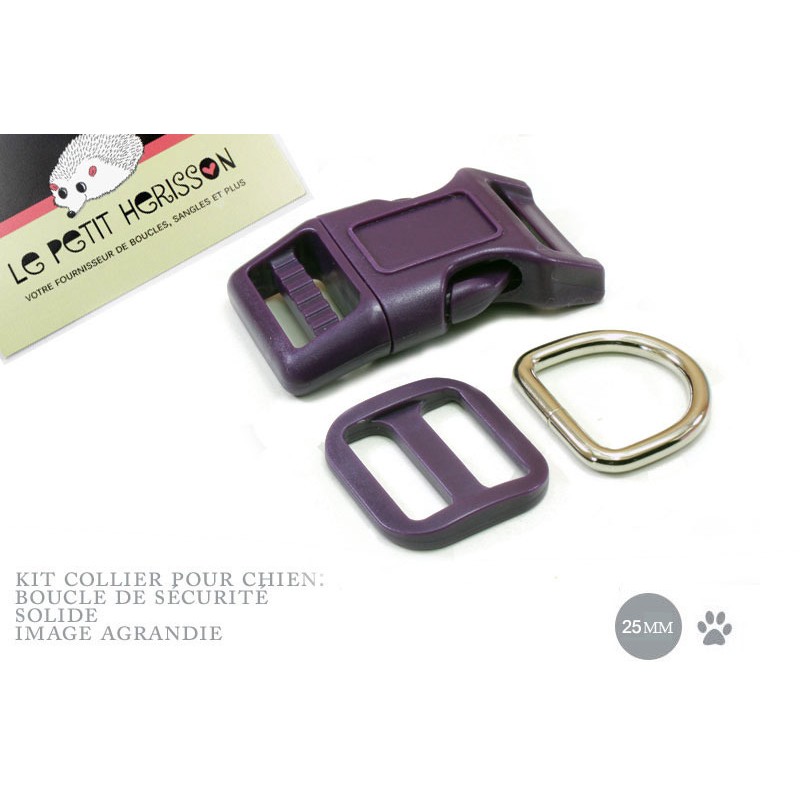 Kit Collier Pour Chien: 25mm / haute qualité / prune