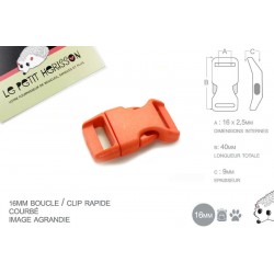 1 x 16mm Boucle Attache Rapide / Fermoir Clip / Plastique / Orange / Simple 