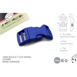 1 x 16mm Boucle Attache Rapide / Fermoir Clip / Plastique / Bleu