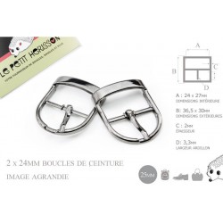 2 x 25mm Boucles de ceintures / Métal / Gunmetal / Pour les Chaussures