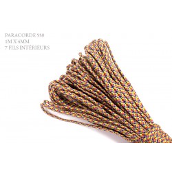 1m x 4mm Paracorde 550 / 61 motif / arc en ciel