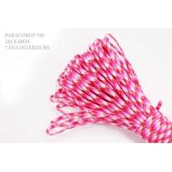 1m x 4mm Paracorde 550 / 60 motif / rose rose clair
