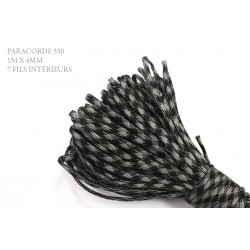 1m x 4mm Paracorde 550 / 98 motif / noir gris