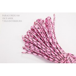 1m x 4mm Paracorde 550 / 34 motif / rose gris noir