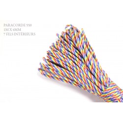 1m x 4mm Paracorde 550 / 28 motif / arc en ciel motif