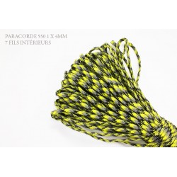 1m x 4mm Paracorde 550 / 76 motif / jaune gris noir