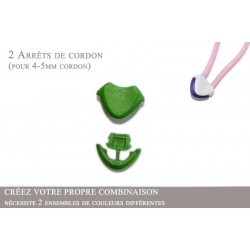 2 Arrêts de cordon / Cœur / Plastique / Vert 