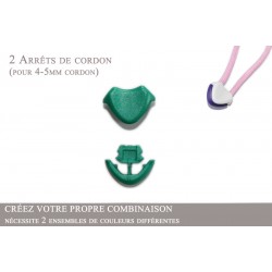 2 Arrêts de cordon / Cœur / Plastique / Turquoise 