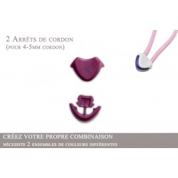 2 Arrêts de cordon / Cœur / Plastique / Prune