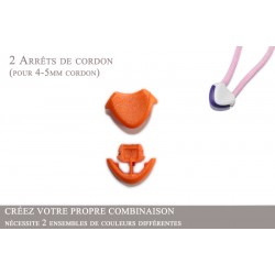 2 Arrêts de cordon / Cœur / Plastique / Orange