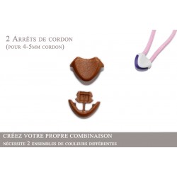 2 Arrêts de cordon / Cœur / Plastique / Marron