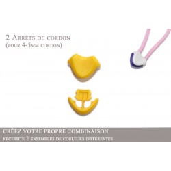 2 Arrêts de cordon / Cœur / Plastique / Jaune