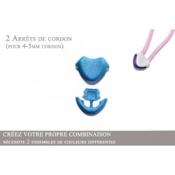 2 Arrêts de cordon / Cœur / Plastique / Bleu Clair