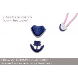 2 Arrêts de cordon / Cœur / Plastique / Bleu