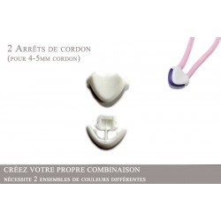 2 Arrêts de cordon / Cœur / Plastique / Blanc