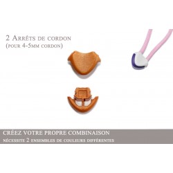 2 Arrêts de cordon / Cœur / Plastique / Beige 