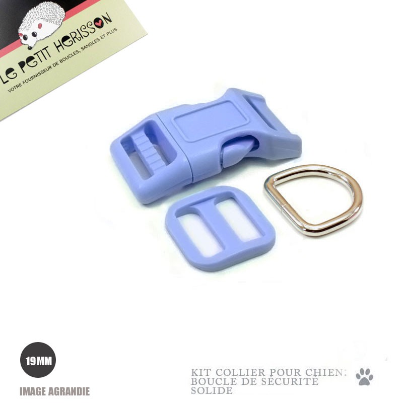 Kit Collier Pour Chien: 19mm / haute qualité / bleu pervenche 