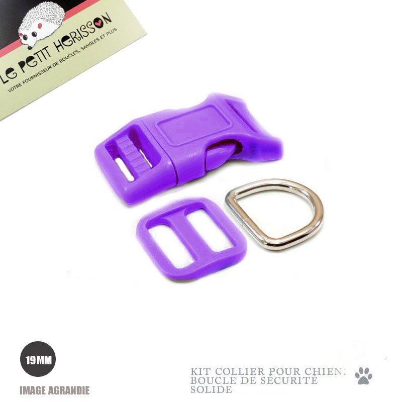 Kit Collier Pour Chien: 19mm / haute qualité / violet