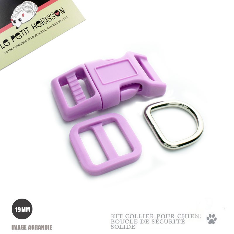 Kit Collier Pour Chien: 19mm / haute qualité / violet clair