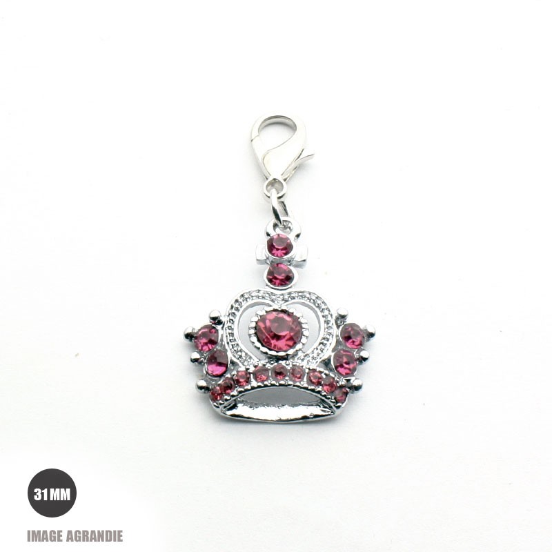 1 x 31mm Breloque / Pendentif Couronne / Véritable cristal tchèque
