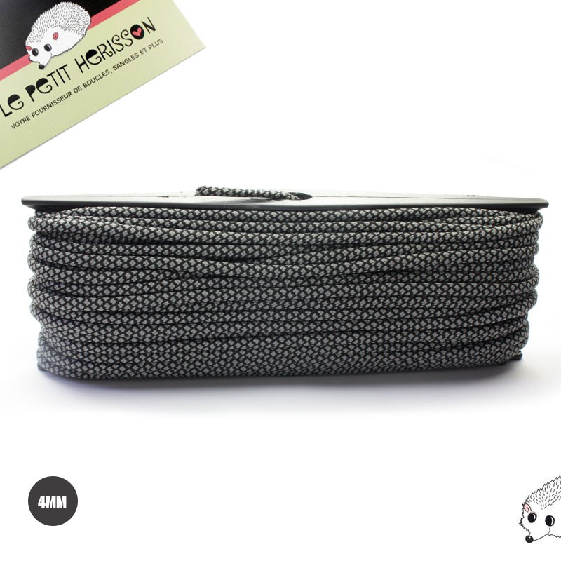 1m x 4mm Paracorde 550 / diamant  / gris noir 