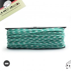 1m x 4mm Paracorde 550 / 50 motif / turquoise blanc 