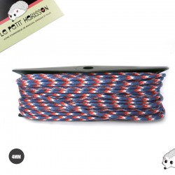 1m x 4mm Paracorde 550 / Motif / Bleu Blanc Rouge 