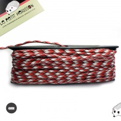 1m x 4mm Paracorde 550 / Motif / Rouge Blanc Noir