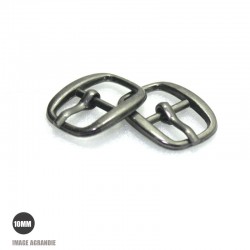2 x 10mm Boucles de ceintures / Métal / Gunmetal / Arrondi