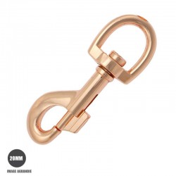 1 x 20mm Mousqueton Pivotant / Métal / Dore Rose / Animaux / Longueur 90mm