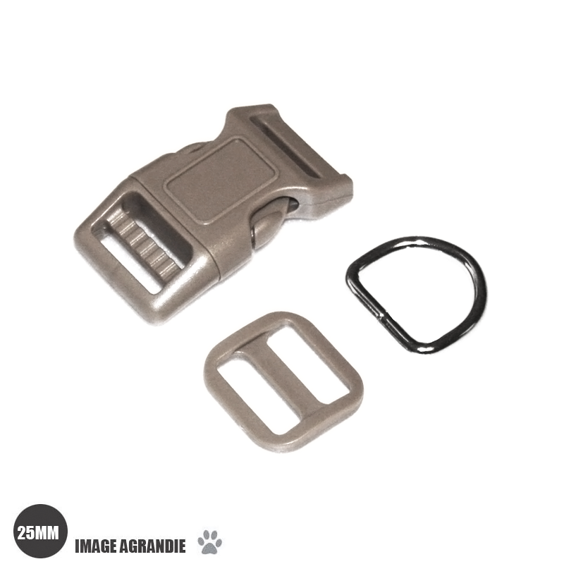 Kit Collier Pour Chien: 25mm / haute qualité / kaki / beige