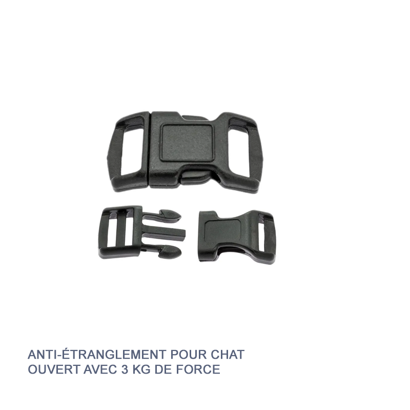 1 x 10mm Boucle de Sécurité Anti-étranglement pour chat -Noir