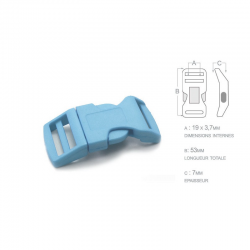 1 x 19mm Boucle Attache Rapide / Fermoir Clip / Plastique / Bleu Clair / Sacs