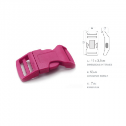 1 x 19mm Boucle Attache Rapide / Fermoir Clip / Plastique / Fuchsia / Sacs