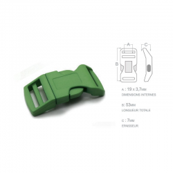 1 x 19mm Boucle Attache Rapide / Fermoir Clip / Plastique / Vert Fonce/ Sacs