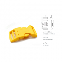 1 x 19mm Boucle Attache Rapide / Fermoir Clip / Plastique / Jaune /  Sacs