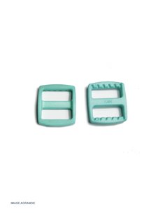 2 x 20mm Boucles Coulisse / Turquoise Clair /  Plastique / Destockage