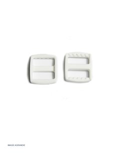 2 x 20mm Boucles Coulisse / Blanche /  Plastique / Destockage