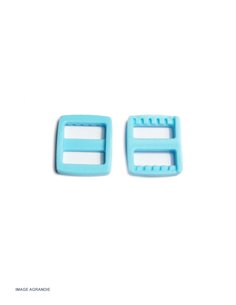 2 x 20mm Boucles Coulisse / Bleu Clair 2 /  Plastique / Destockage